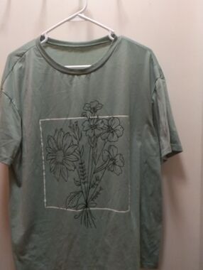 Sage Green Floral Graphic Tee